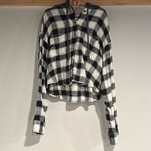 AE Cropped Hooded Flannel Shirt